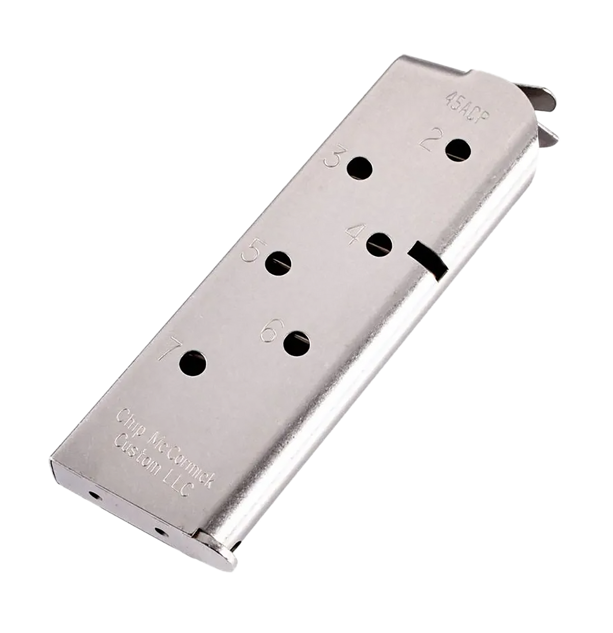 Chip McCormick Custom Match Grade 1911 Officer 45 ACP 7rd Stainless Steel Magazine