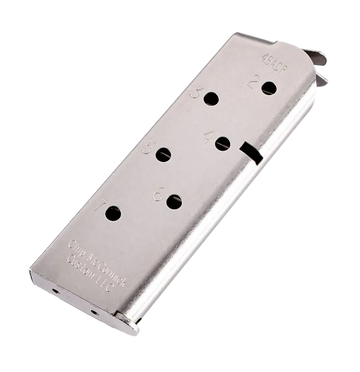Chip McCormick Custom Match Grade 1911 Officer 45 ACP 7rd Stainless Steel Magazine