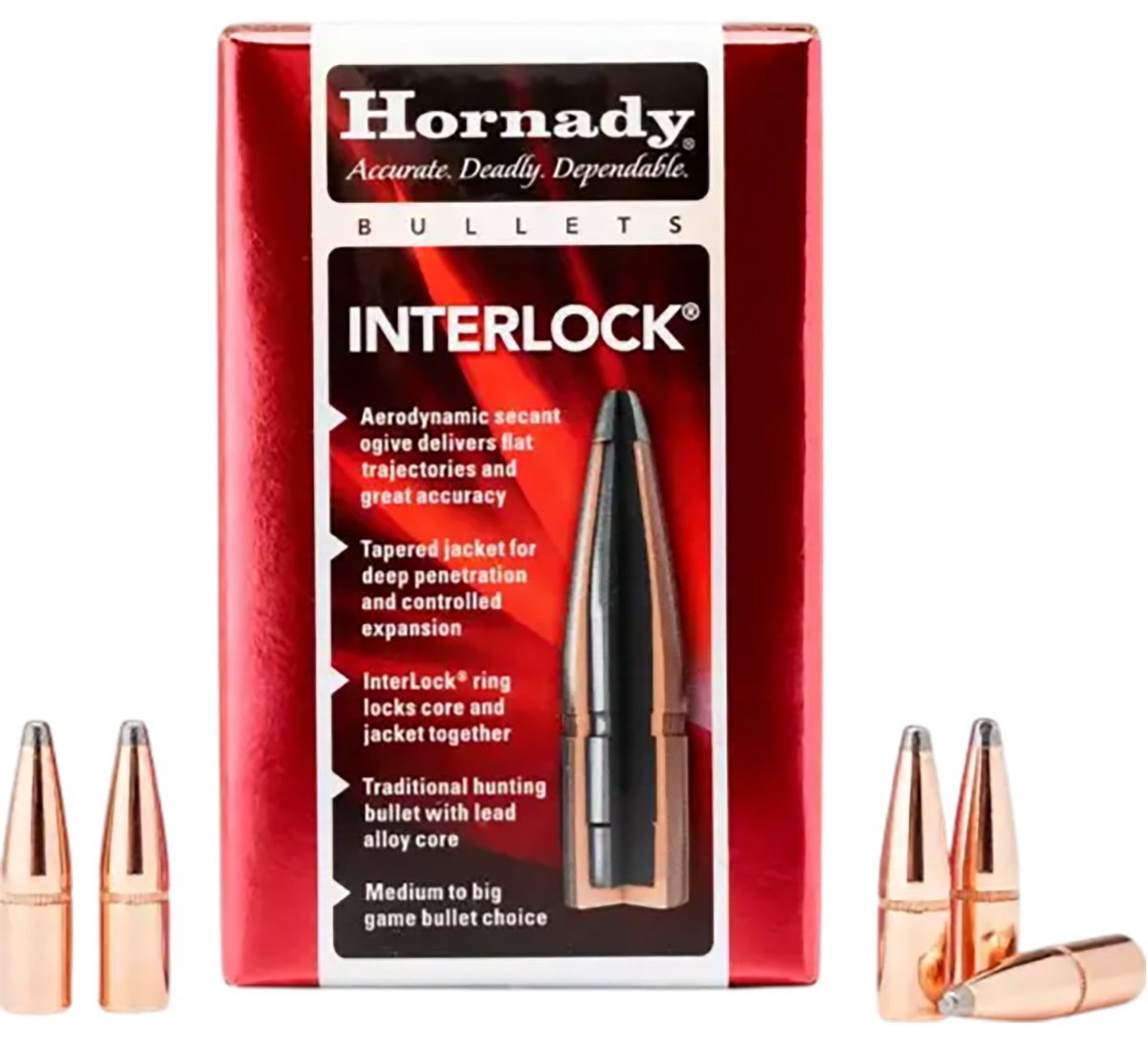 Hornady InterLock 7mm .284 162 gr Boat Tail Spire Point Reloading Bullets - 100/Box