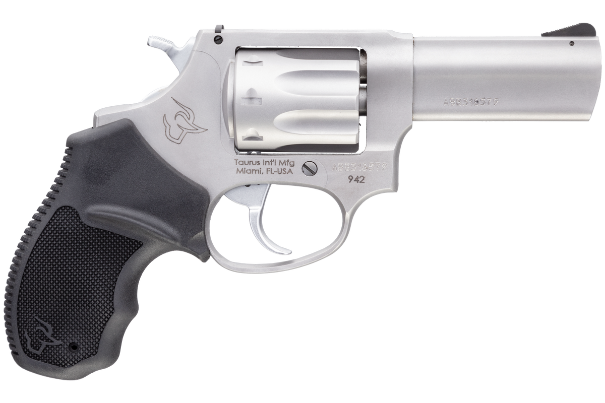 Taurus 942 22 LR 3" 8-Rd DA/SA Stainless Steel Revolver - Black Polymer Grip