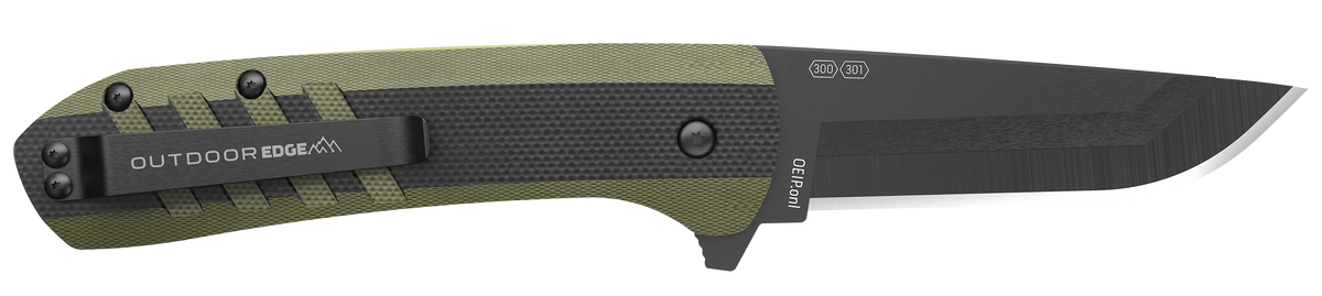 Outdoor Edge Razor VX4 3" Folding Plain 420J2 SS Black/Green G10 Handle
