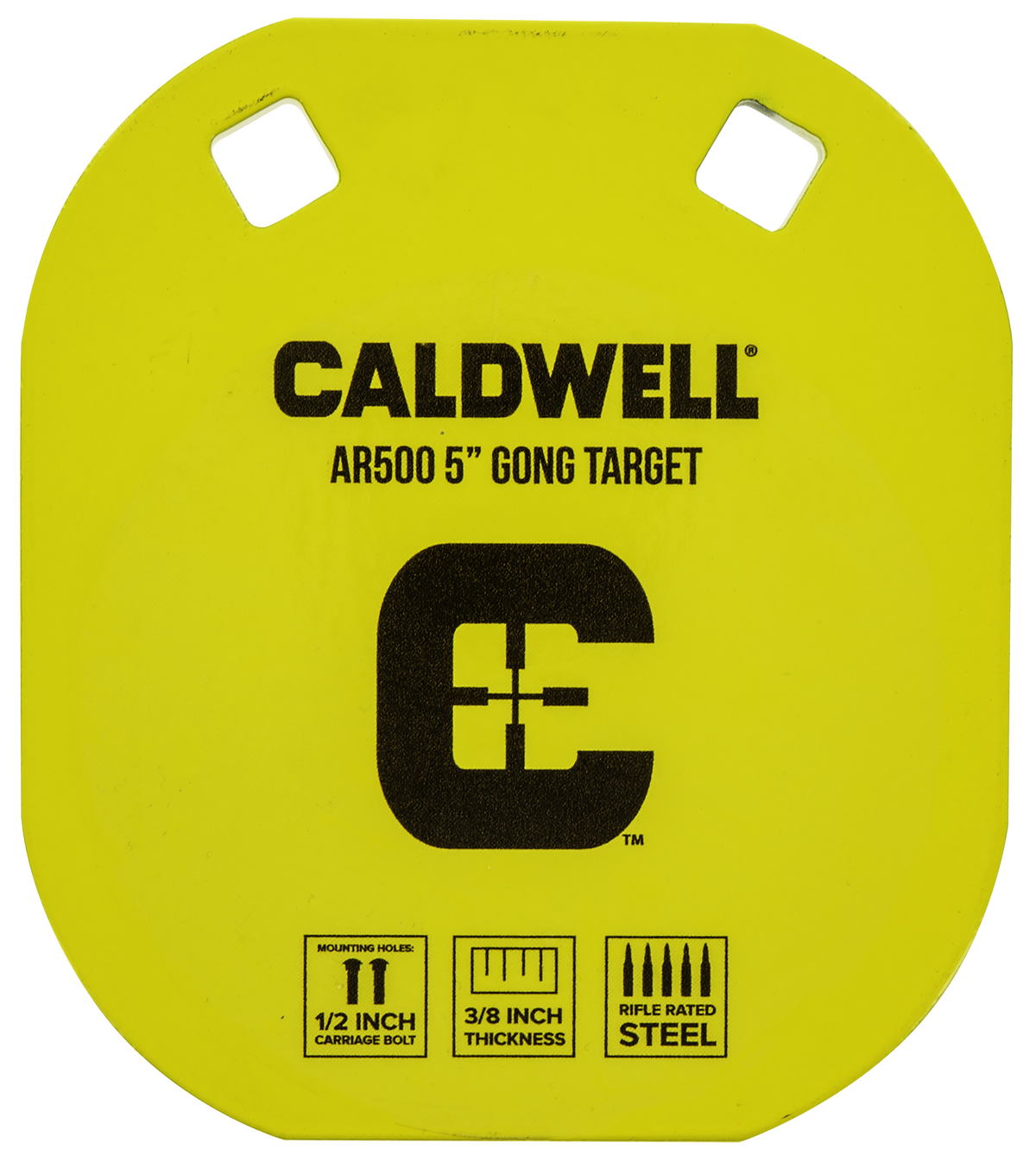 Caldwell 5" Yellow AR500 Steel Gong Target - 0.38" Thick Hanging