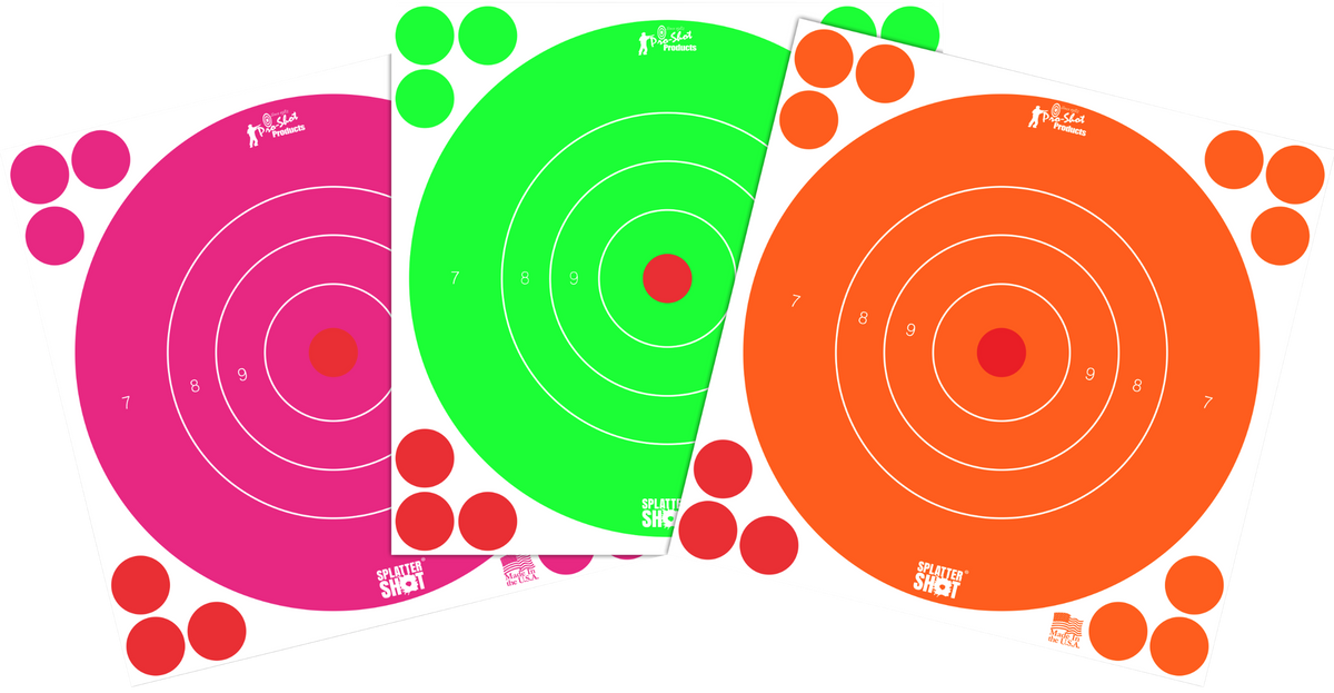 Pro-Shot SplatterShot 8" Bullseye Self-Adhesive Orange/Pink/Green 6 Pack