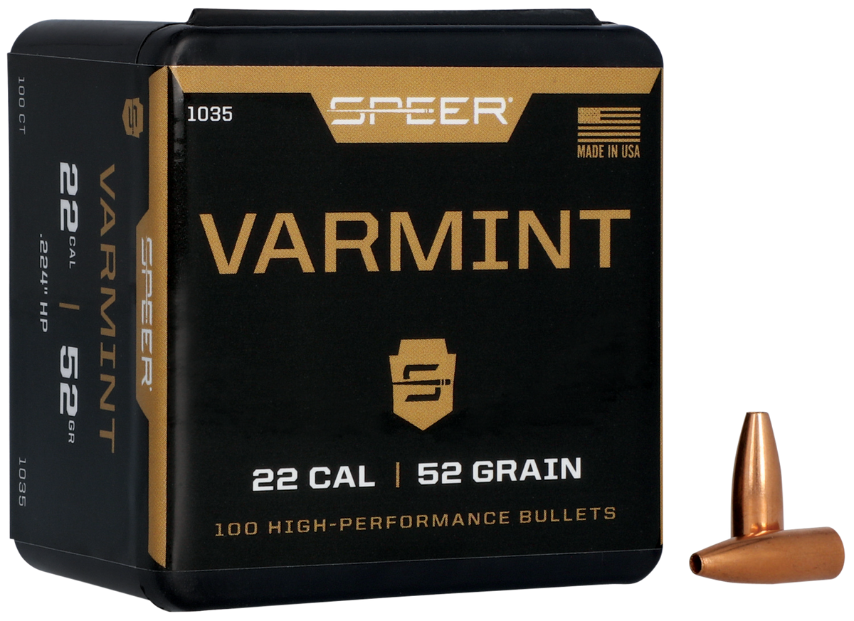 Speer Ammo 1035 Varmint .224 52gr Hollow Point Bullets - 100/Box