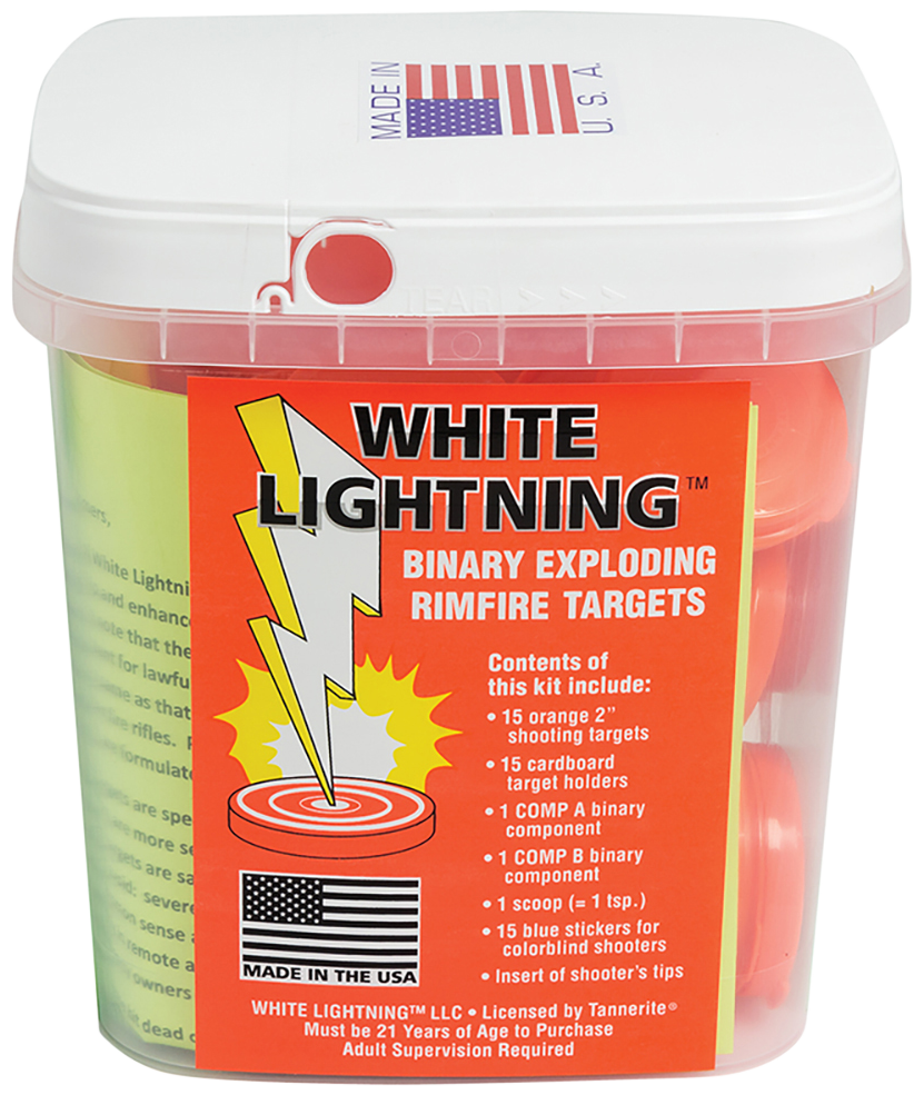 Tannerite White Lightning WLK .22 Rimfire Exploding Targets 15-Pack/6 Case - 90 Targets w/ Holders & Hi-Viz Dots