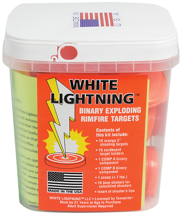 Tannerite White Lightning WLK .22 Rimfire Exploding Targets 15-Pack/6 Case - 90 Targets w/ Holders & Hi-Viz Dots