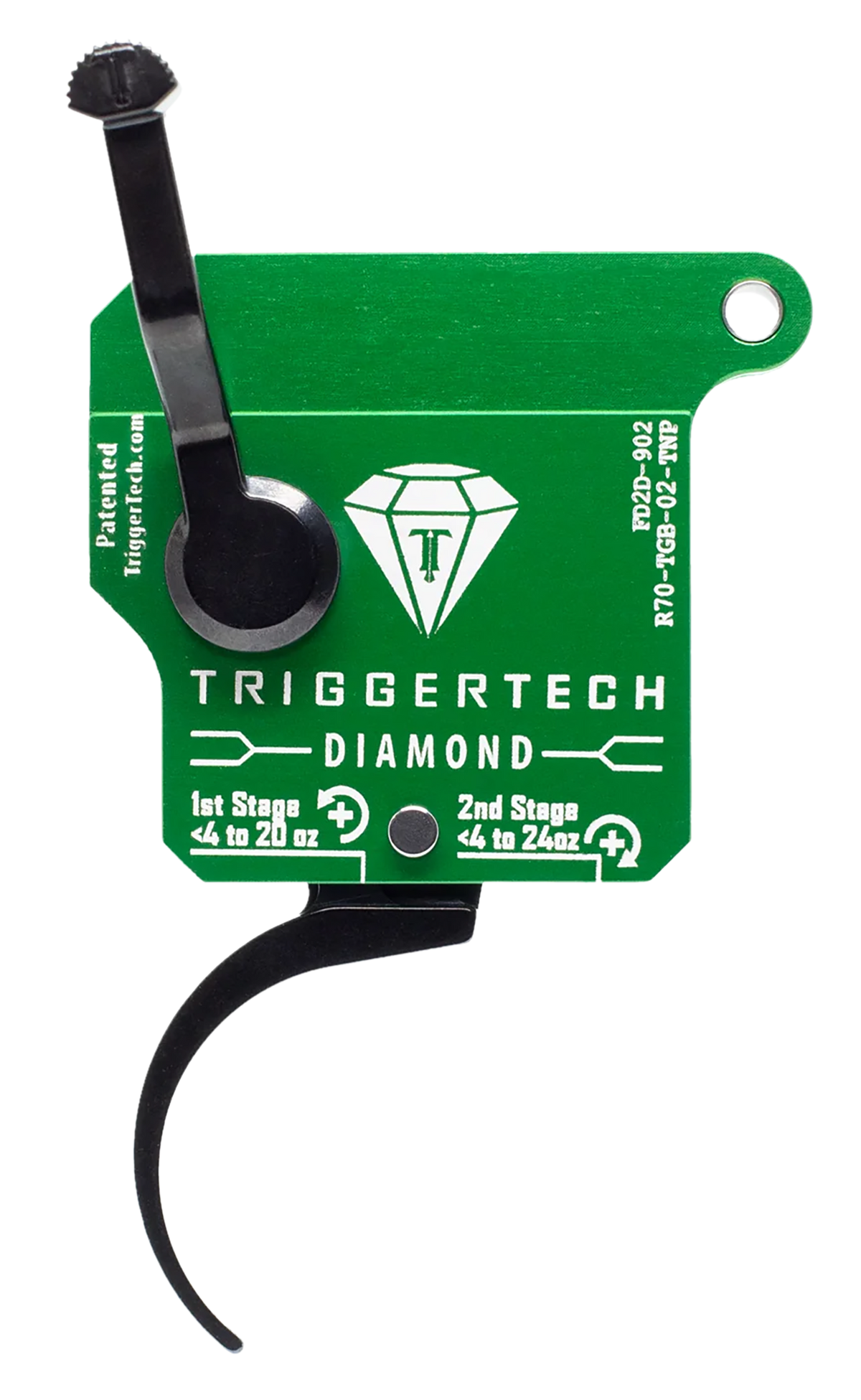TriggerTech Diamond Remington 700 0.50-2.80 lb Two-Stage Pro Curved Trigger - Right Hand Green/Black
