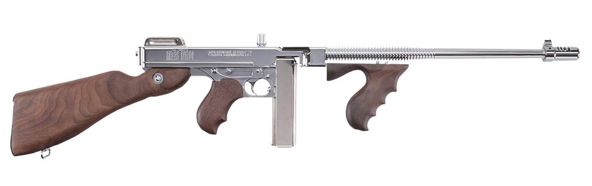 Thompson 1927A-1 Deluxe Carbine 45 ACP 18" 20+1/50+1 Semi-Auto Rifle - Hard Chrome/Walnut