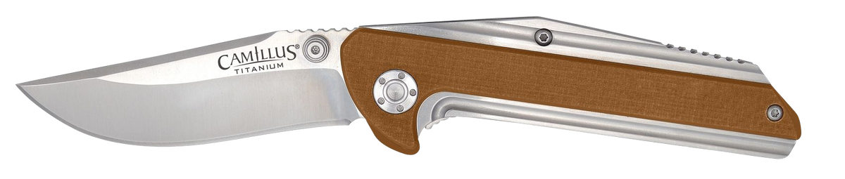 Camillus Sevens 2.75" Folding AUS-8 Carbonitride Titanium Plain Edge Knife - Coyote Brown G10/SS Handle
