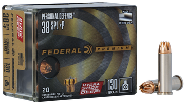 Federal Premium Personal Defense 38 Special +P 130gr Hydra-Shok Deep Hollow Point 20rd - Box or Case