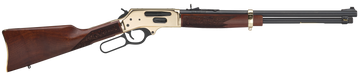 Henry Side Gate Lever Action 30-30 Win 20" 5+1 Blued Barrel Polished Brass Receiver American Walnut Stock - Full Size, Right Hand