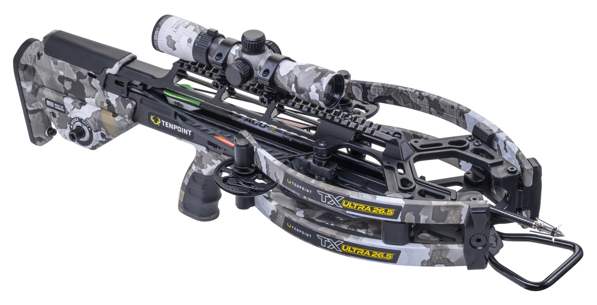 TenPoint TX Ultra 26.5 Vektra Crossbow w/ ACUslide MAXX & RangeMaster 100 Scope 410 FPS