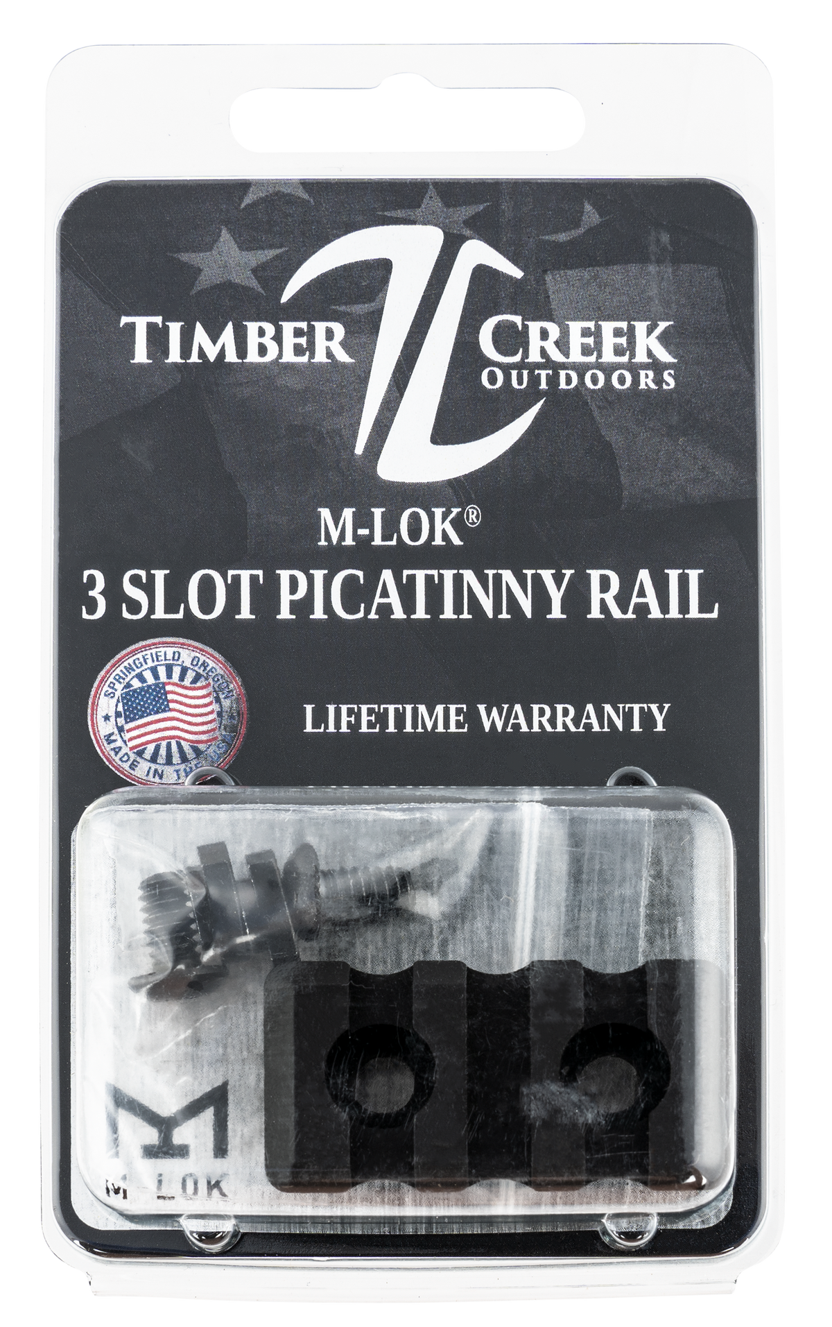 Timber Creek Outdoors M-LOK 3 Slot Picatinny Rail Section Black Anodized Aluminum