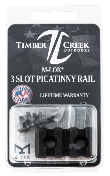 Timber Creek Outdoors M-LOK 3 Slot Picatinny Rail Section Black Anodized Aluminum