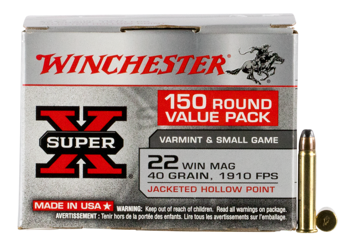 Winchester Ammo Super X Value Pack 22 WMR 40gr Jacketed Hollow Point 150 Rd - Box or Case