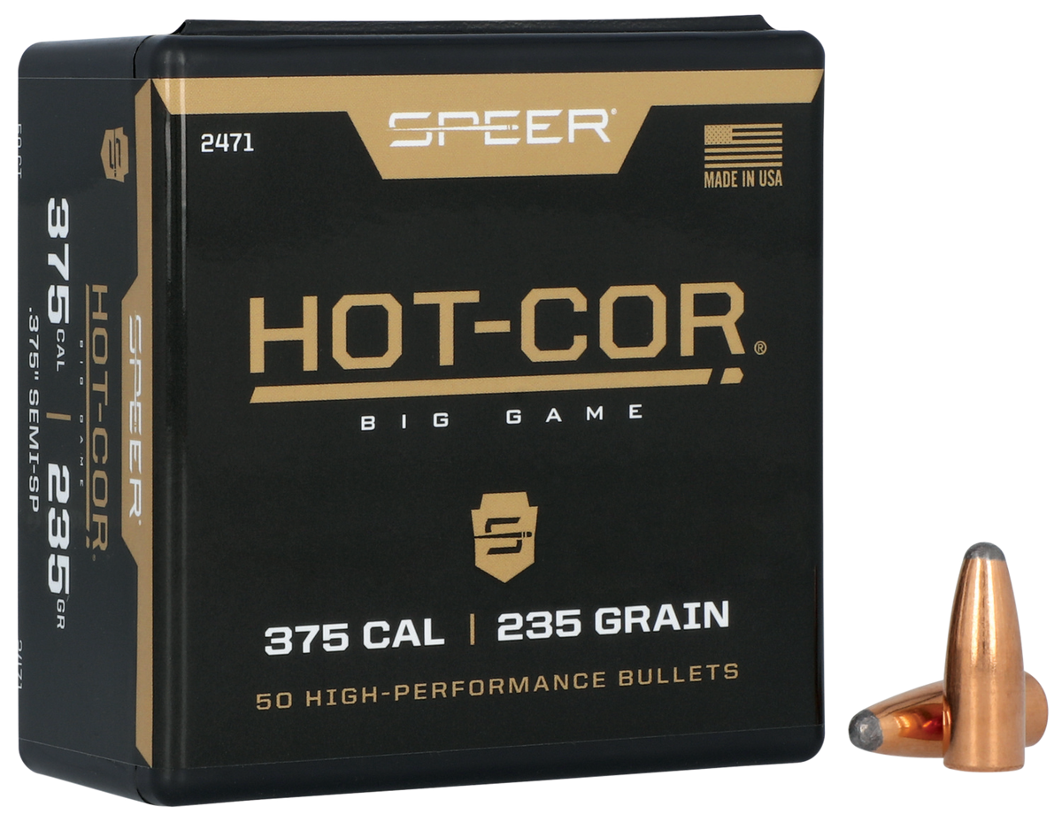 Speer Ammo 2471 Hot-Cor .375 Cal 235gr Semi-Spitzer Soft Point Reloading Bullets - 50/Box