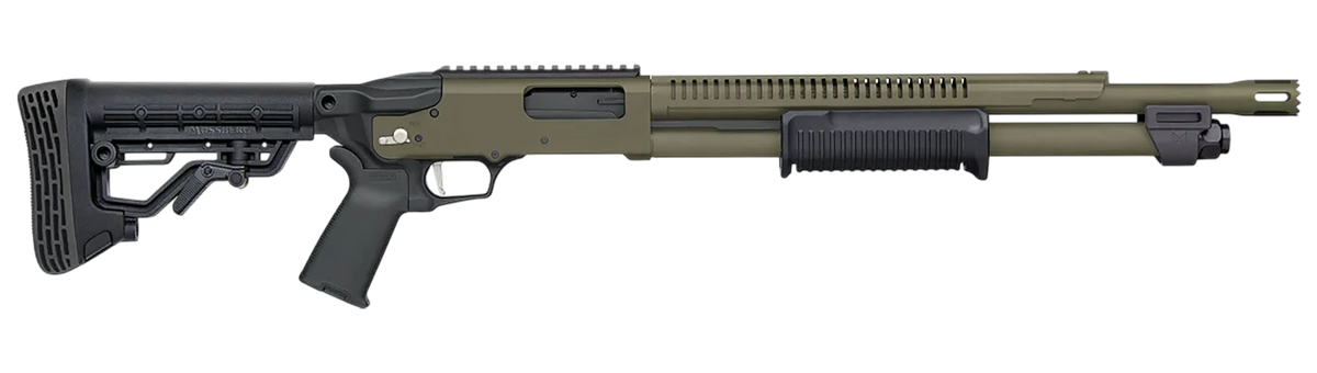 Mossberg 590R 12 Gauge 3" 6+1 18.5" Pump Shotgun - OD Green Cerakote Heat Shield - AR Mil-Spec Stock