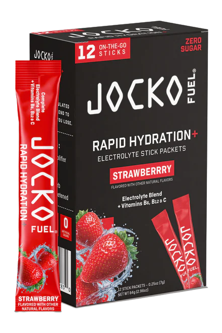 Jocko Fuel Rapid Hydration+ Strawberry Electrolyte Powder Stick Packs - Case of 6