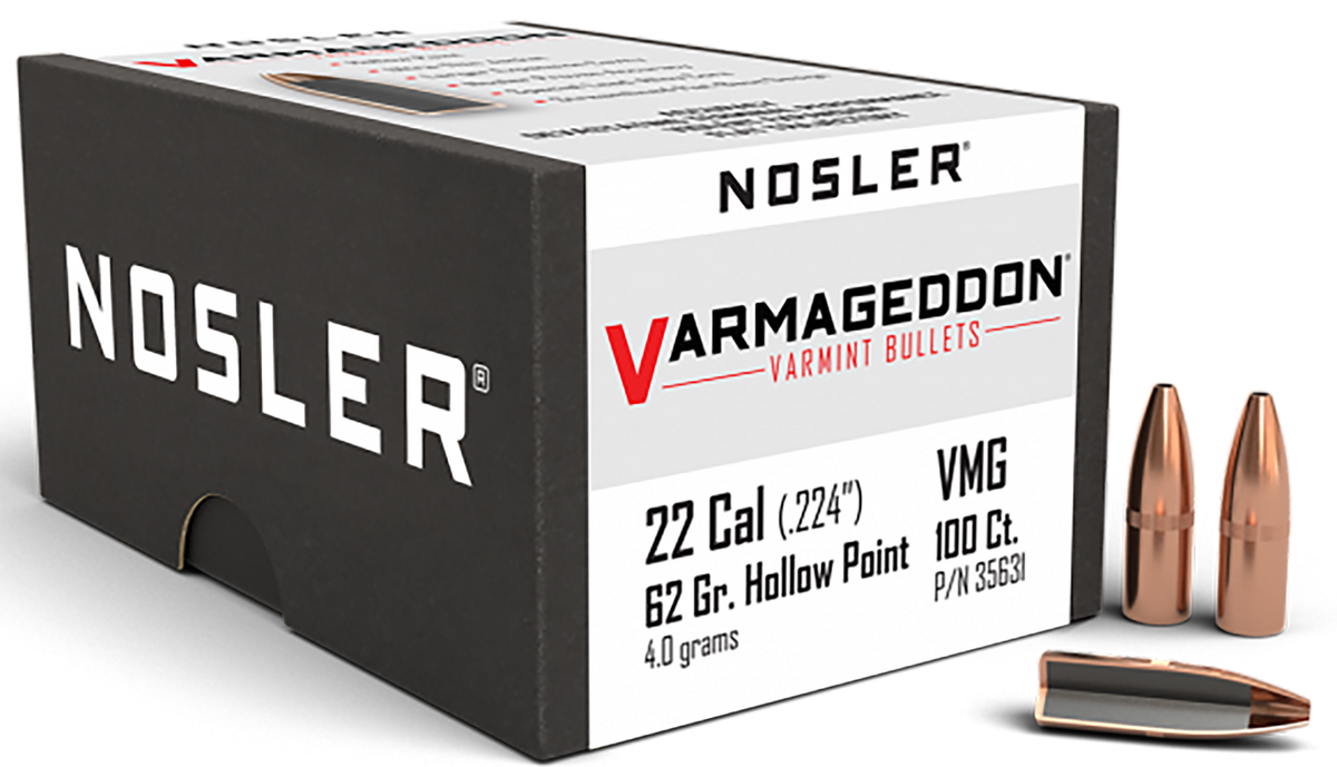 Nosler Varmageddon 22 Caliber 62gr Flat Base Hollow Point 100/Box