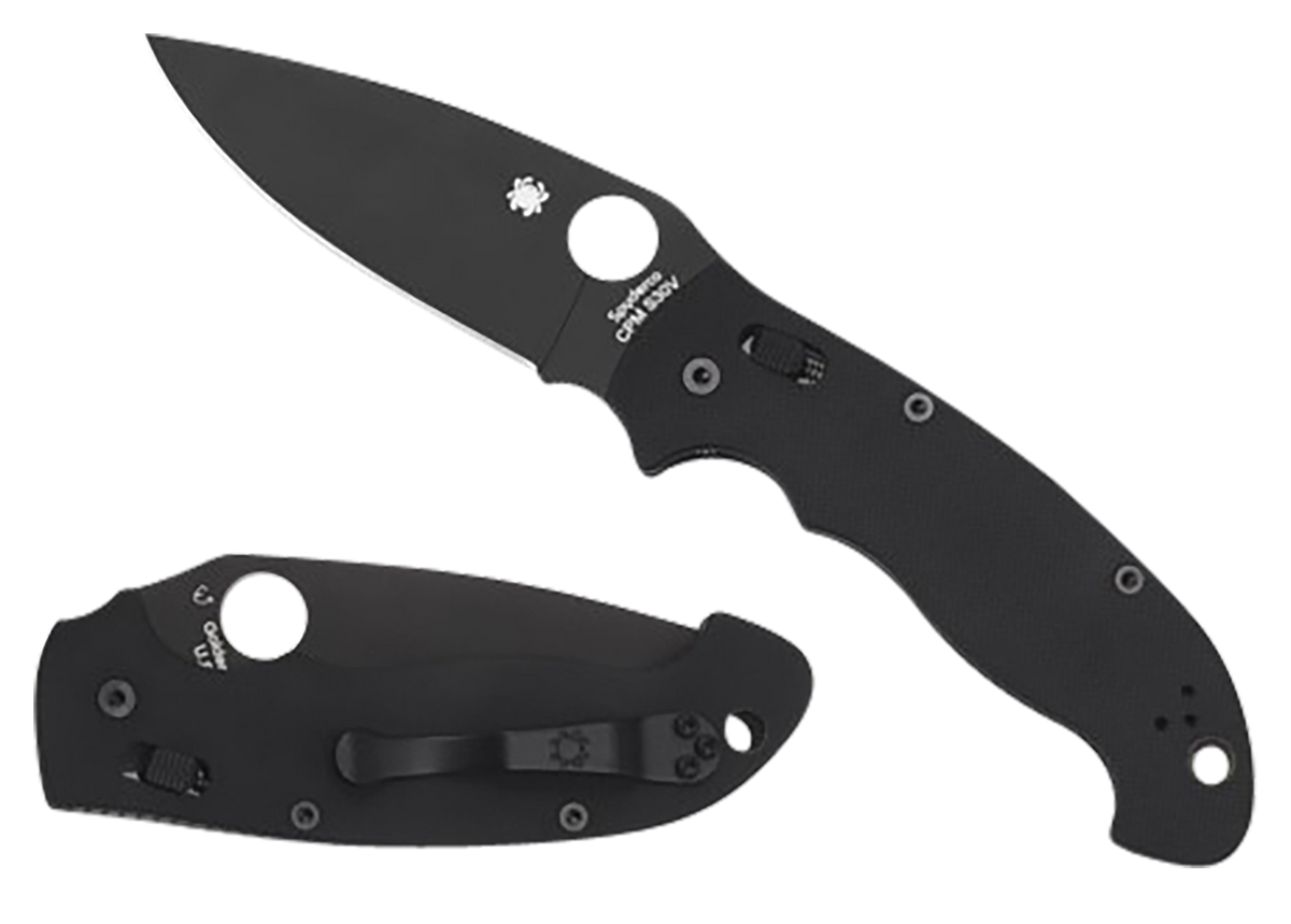 Spyderco Manix 2 XL 3.85" Plain Edge CPM S30V Black DLC Blade Black G10 Folding Knife