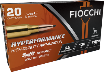 Fiocchi Hyperformance 6.5 Creedmoor 130gr Swift Scirocco II Boat Tail Spitzer 20 Bx/10 Cs - Box or Case