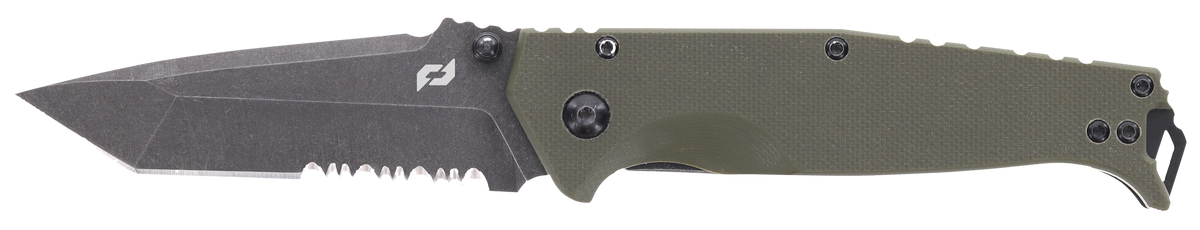 Schrade Melee 3.5" Folding Tanto Part Serrated D2 Steel Dark Stonewash OD Green G10 Handle