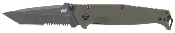 Schrade Melee 3.5" Folding Tanto Part Serrated D2 Steel Dark Stonewash OD Green G10 Handle
