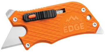 Outdoor Edge SlideWinder 3.50" Orange GNR/SS Handle Utility Knife - Razor Blade, Screwdriver, Bottle Opener