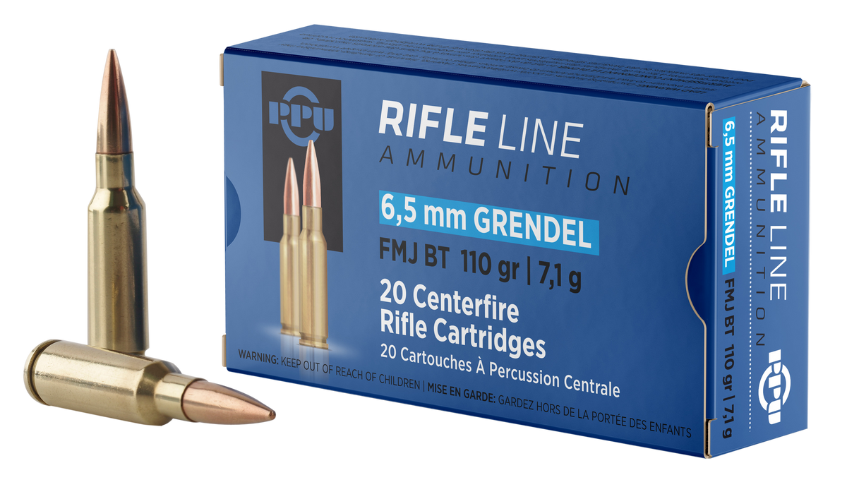 PPU PP6GF Standard Rifle 6.5 Grendel 110gr Full Metal Jacket Boat Tail (FMJBT) 20 Bx/ 25 Cs - Box or Case