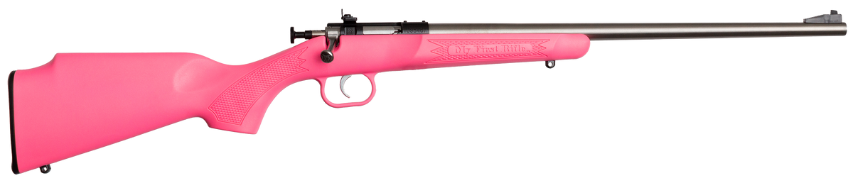 Crickett KSA2221 Youth 22 LR 16.12" 1-Rd Bolt Action Rifle - Pink Synthetic Stock, Stainless Barrel