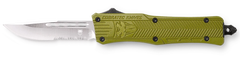 CobraTec Knives CTK-1 Small 2.75" OTF Drop Point Part Serrated D2 Steel OD Green Aluminum Handle