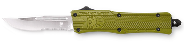 CobraTec Knives CTK-1 Small 2.75" OTF Drop Point Part Serrated D2 Steel OD Green Aluminum Handle