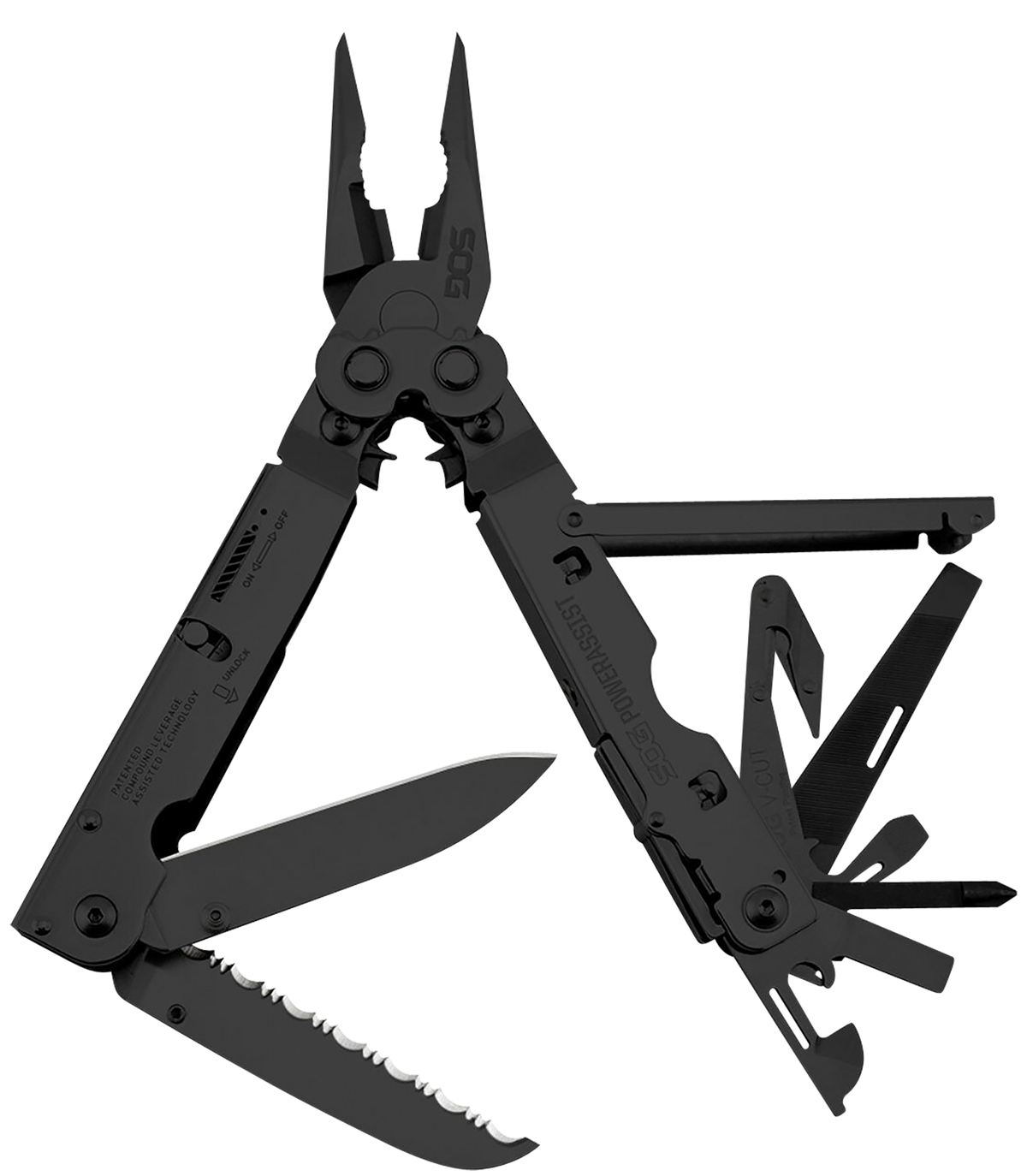 S.O.G PowerAssist 420 SS 7" 16-Tool Multi-Tool - Black Oxide w/Nylon Sheath