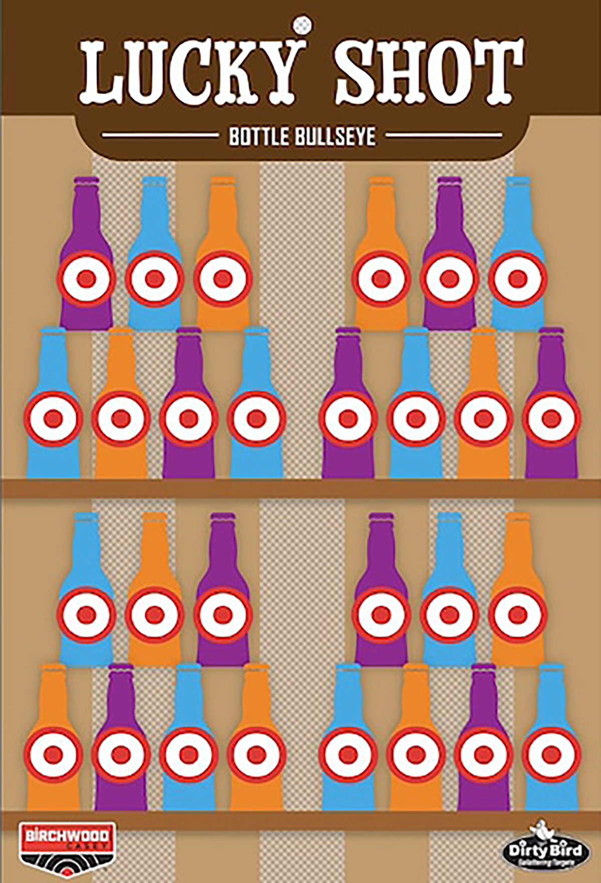 Birchwood Casey Dirty Bird Lucky Shot Bottles 12x18 Paper Hanging Target 6 Pack
