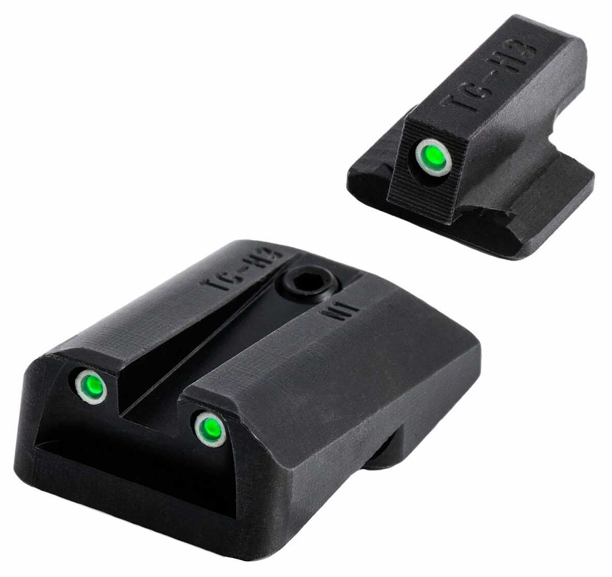 TruGlo Tritium Pro FN-45/FNX-45/FNS-45 Night Sight Set - Green Tritium White Outline Front / Green Tritium Rear - Black Nitride