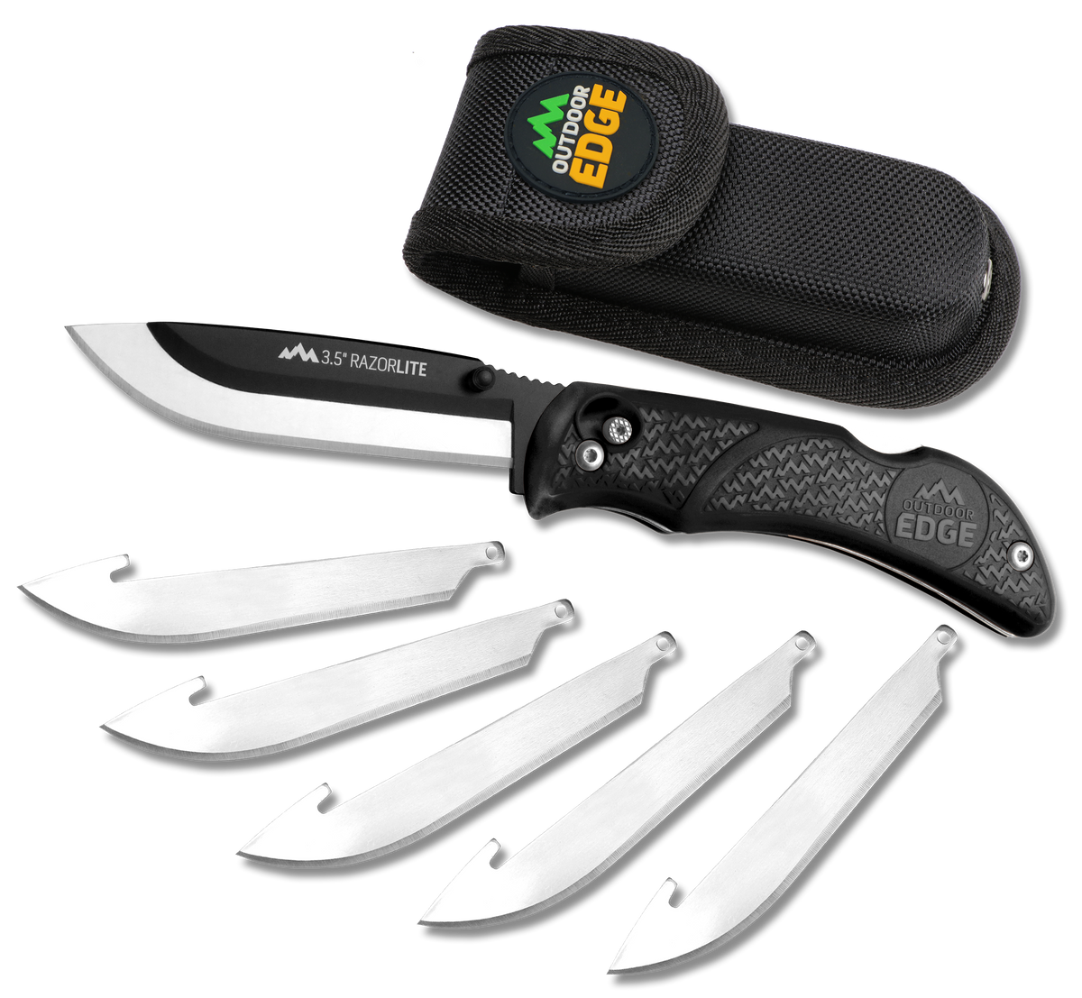Outdoor Edge RazorLite 3.50" Folding Drop Point Plain 420J2 SS Black TPR Handle