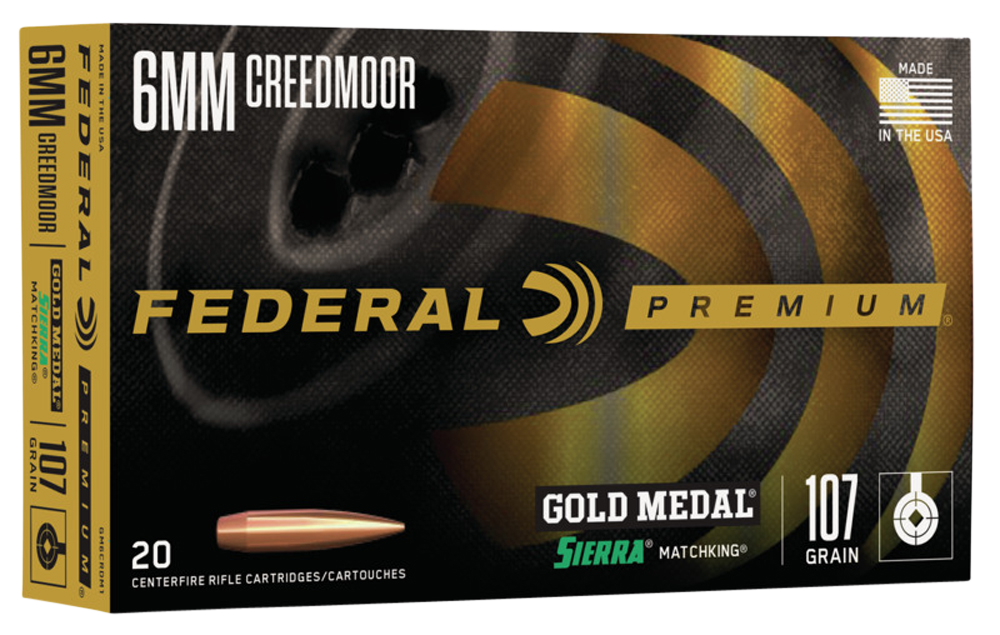 Federal Premium Gold Medal 6mm Creedmoor 107gr Sierra MatchKing BTHP 20 Rd - Box or Case
