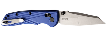 Hogue Deka 3.25" Folding Modified Wharncliffe CPM MagnaCut Plain Blade Blue Textured GRN Handle