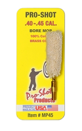 Pro-Shot MP45 Bore Mop .40-.45 Cal Pistol #8-32 Thread 100% Cotton