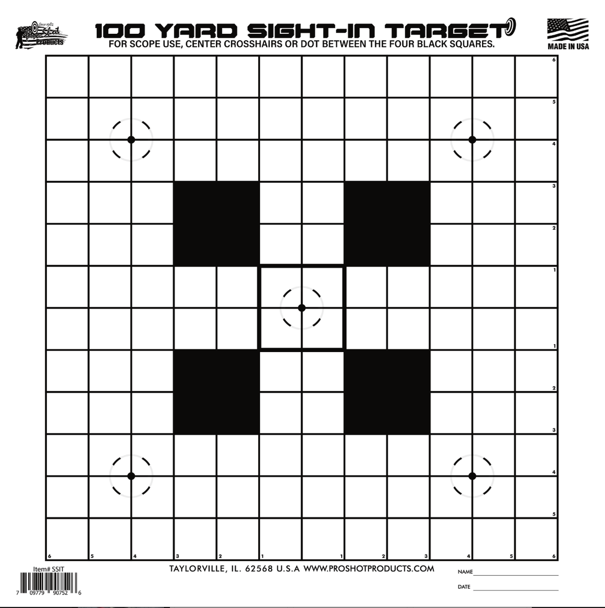 Pro-Shot Sight-In Hanging Paper Target 14x14 100yds Black/White 12 Pack