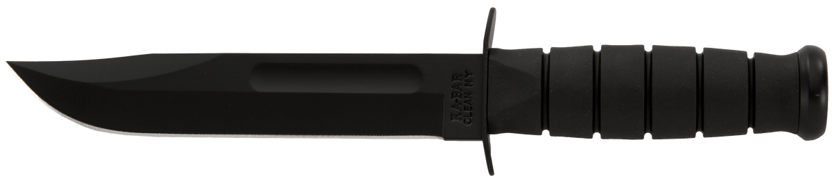 Ka-Bar 1211 Fighting/Utility 7" Clip Point Plain 1095 Cro-Van Black Kraton G Handle Fixed - Leather Sheath