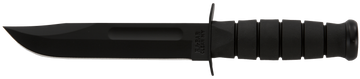 Ka-Bar 1211 Fighting/Utility 7" Clip Point Plain 1095 Cro-Van Black Kraton G Handle Fixed - Leather Sheath