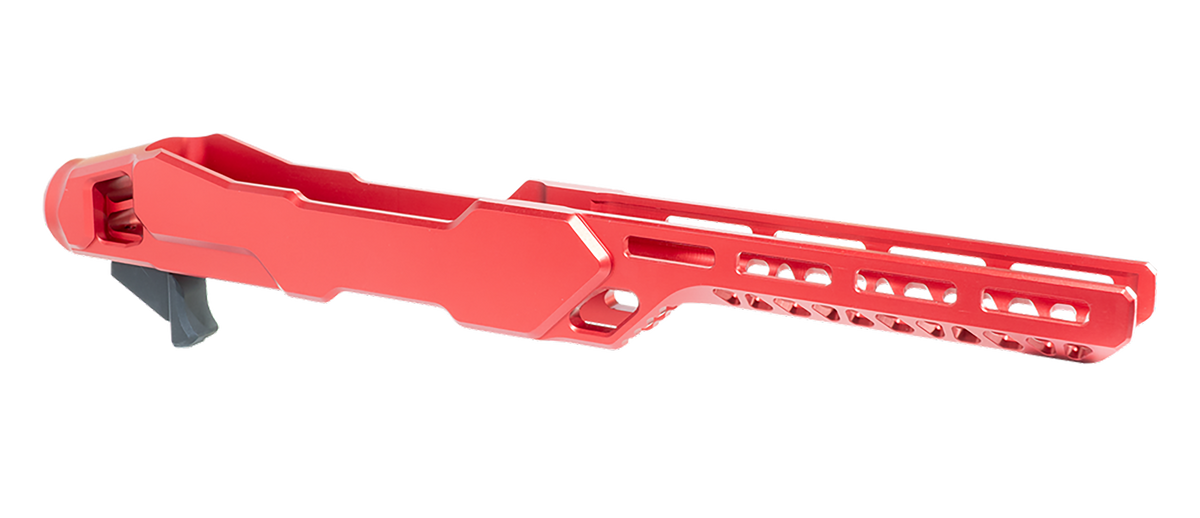 Timber Creek Outdoors Enforcer Rifle Chassis Red Anodized Aluminum Fits Ruger 10/22 - MSR Buffer Tube Compatible