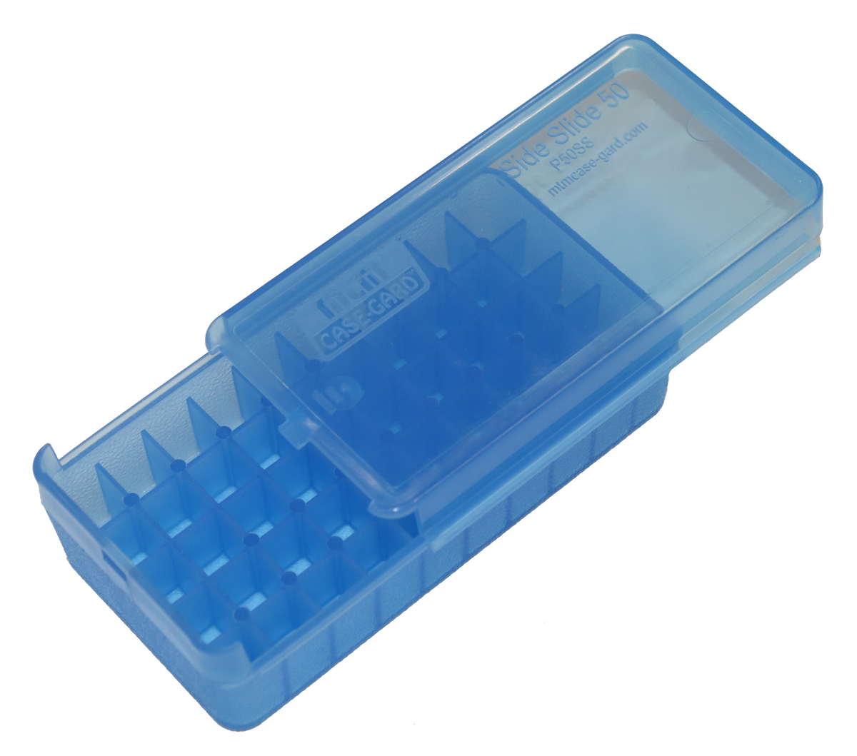 MTM Case-Gard P50SS4524 Side-Slide Ammo Box .45 ACP Multi-Caliber 50rd Clear Blue