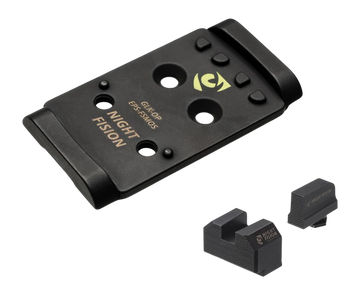 Night Fision Optic Plate + Blacked Out Backup Sight Combo - Fits Glock Full Size MOS / Holosun EPS