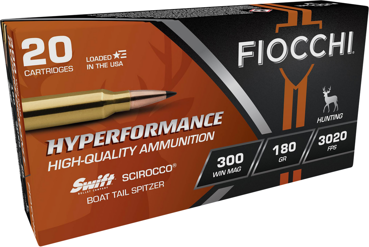 Fiocchi Hyperformance 300 Win Mag 180gr Swift Scirocco II Boat Tail Spitzer - Box or Case