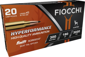 Fiocchi Hyperformance 300 Win Mag 180gr Swift Scirocco II Boat Tail Spitzer - Box or Case