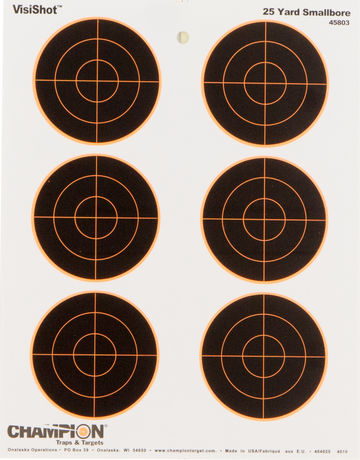 Champion Targets VisiShot Bullseye Paper Hanging 25 yd Small Bore Rifle 8.5" x 11" Black/White 10 Pack