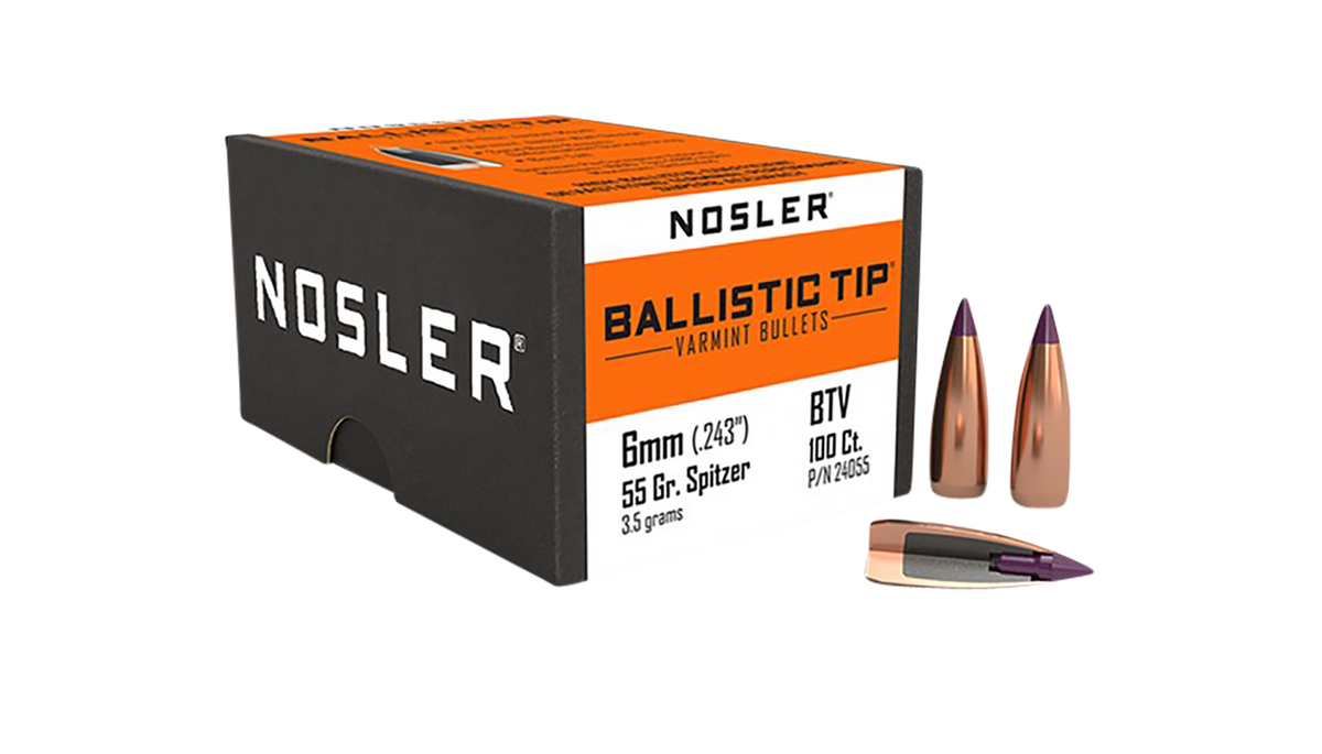 Nosler Ballistic Tip Varmint 6mm 55gr Spitzer 100/Box