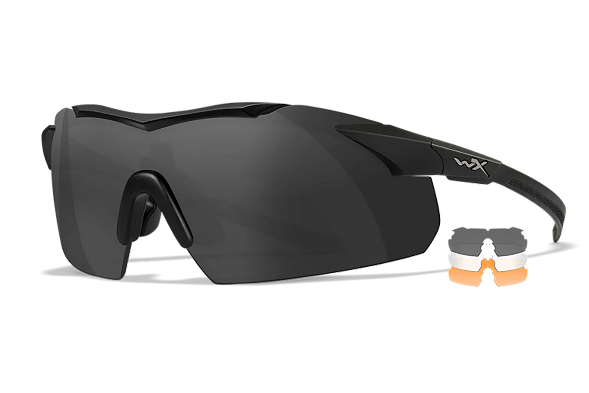 Wiley X Vapor 3552 Safety Glasses Matte Black Smoke Gray/Clear/Light Rust